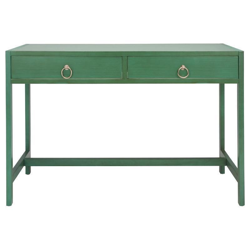 Bureau console d’écriture pour le bureau à domicile avec 2 tiroirs de rangement et poignées annulaires en métal