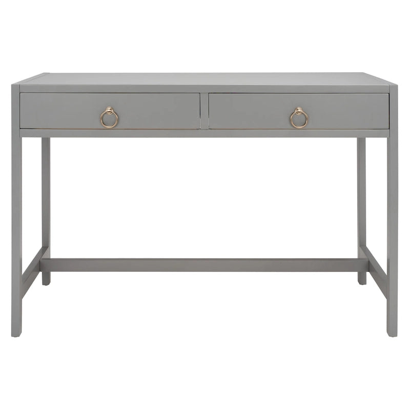 Bureau console d’écriture pour le bureau à domicile avec 2 tiroirs de rangement et poignées annulaires en métal