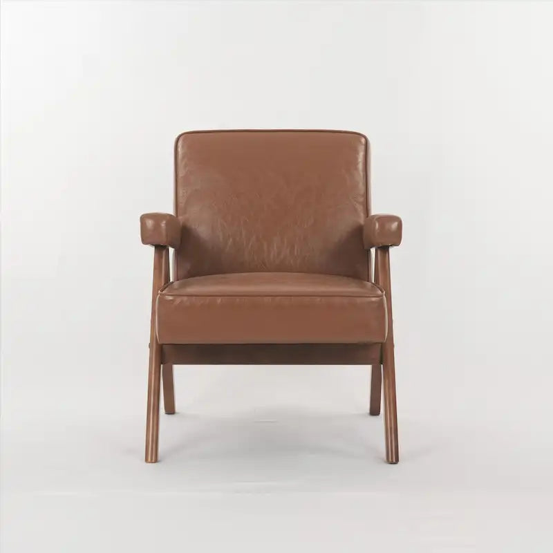 Sillón de madera maciza con cojines y reposabrazos para sala o dormitorio