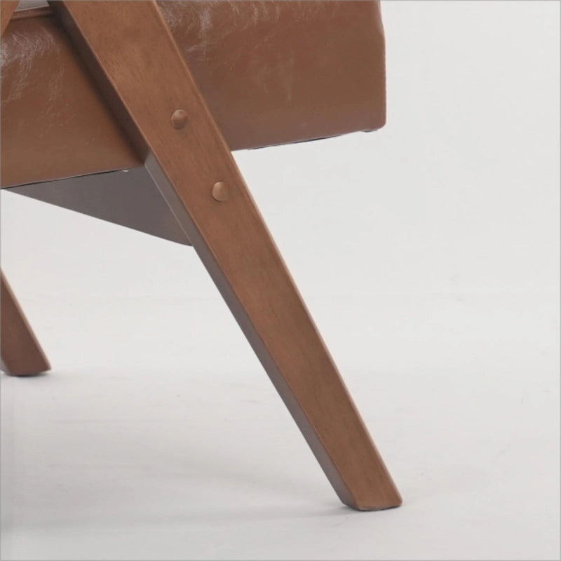 Freizeitstuhl aus Massivholz mit Polstern und Armlehnen für Wohnzimmer oder Schlafzimmer