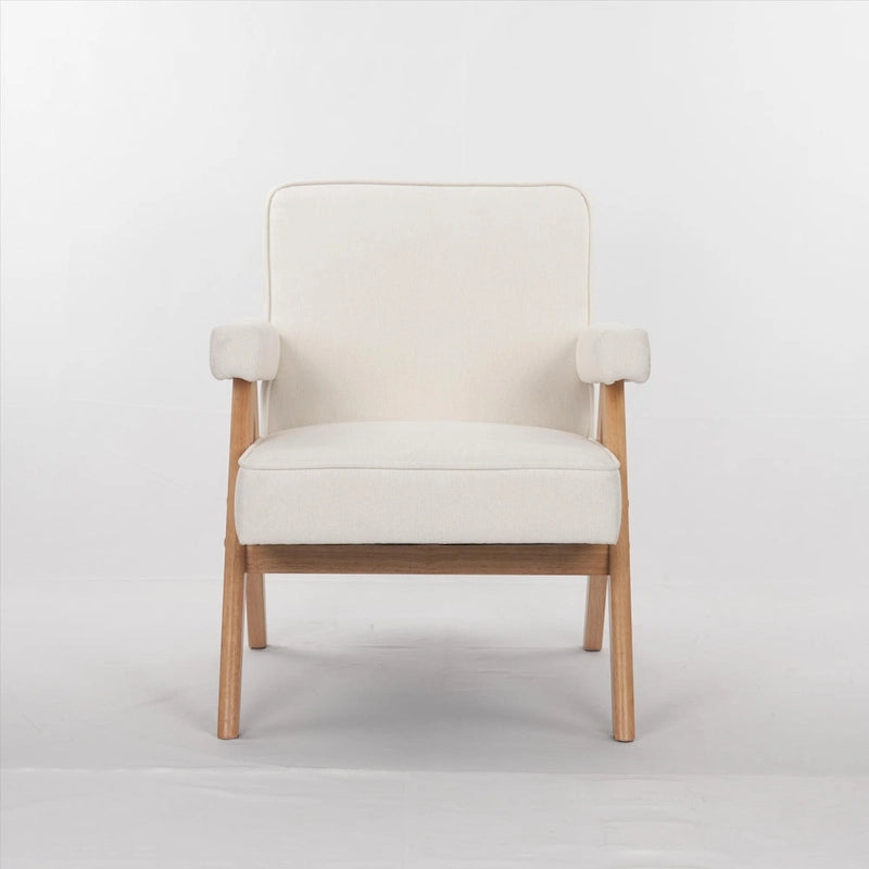 Freizeitstuhl aus Massivholz mit Polstern und Armlehnen für Wohnzimmer oder Schlafzimmer