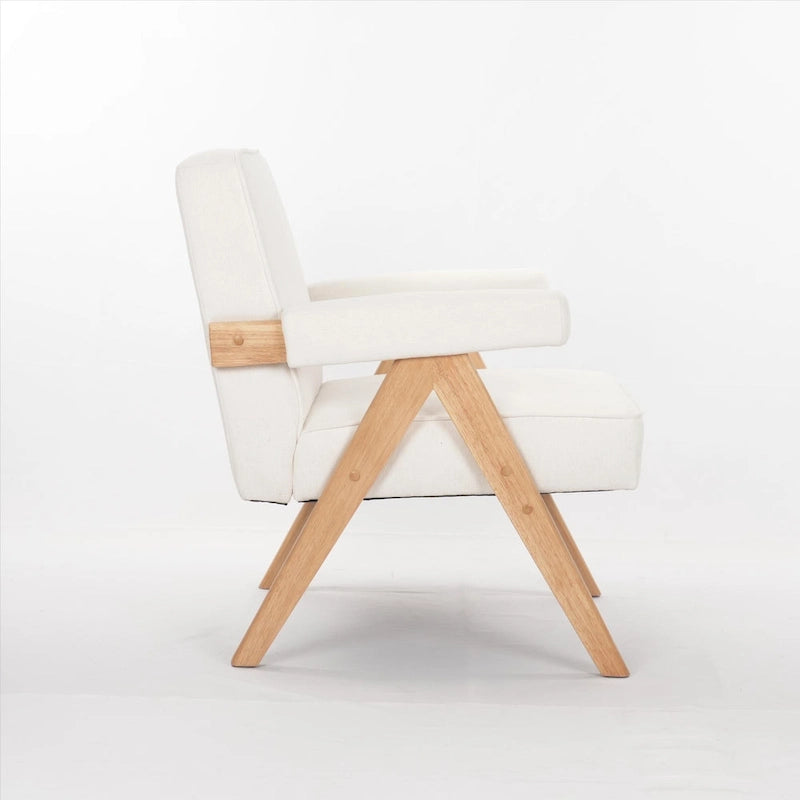 Freizeitstuhl aus Massivholz mit Polstern und Armlehnen für Wohnzimmer oder Schlafzimmer