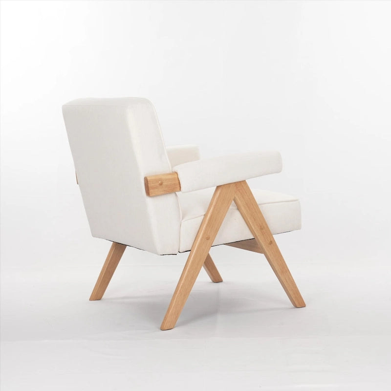 Freizeitstuhl aus Massivholz mit Polstern und Armlehnen für Wohnzimmer oder Schlafzimmer