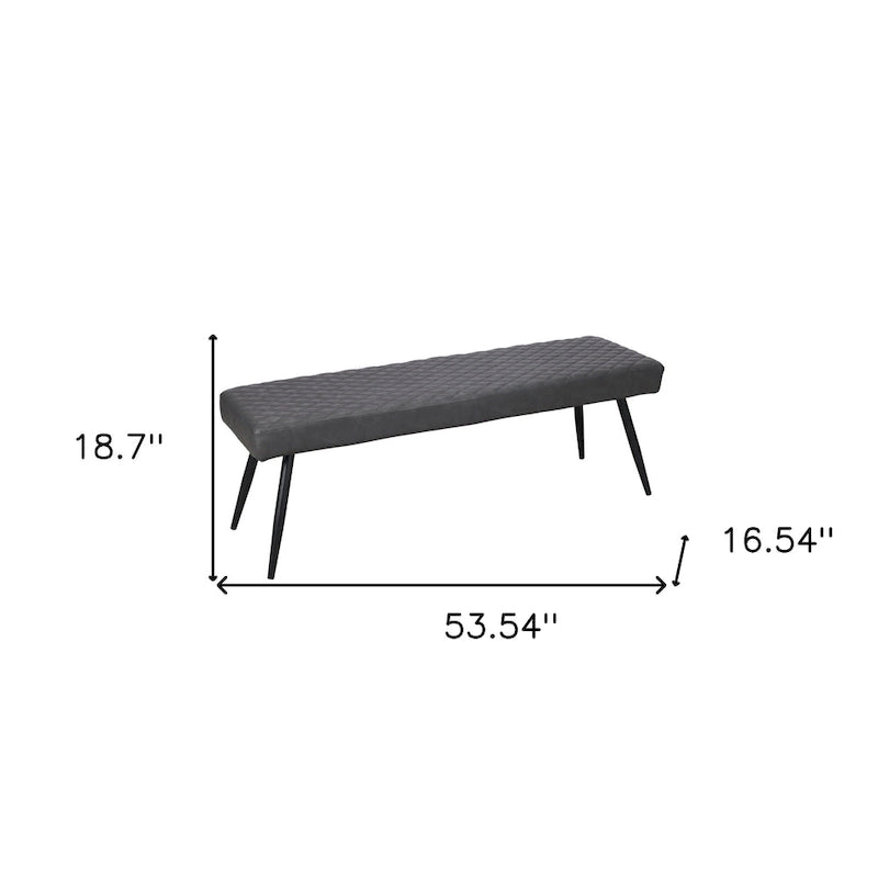 Esszimmerbank mit Bezug aus dunkelgrauem und schwarzem Kunstleder - 53.54' X '18.7' X '16.54