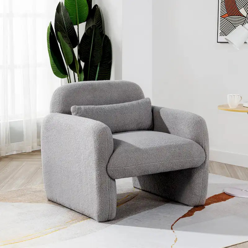 Stylish and Minimalist Single Sofa Chair with Arms and Pillow, Armchair, Accent Chair for Living Room, Bedroom, Study