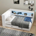 Sofá cama individual con estantes, carga USB, luces LED y cama nido individual
