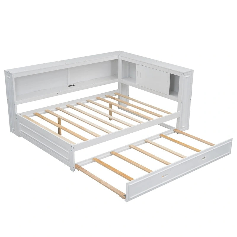 Sofá cama individual con estantes, carga USB, luces LED y cama nido individual