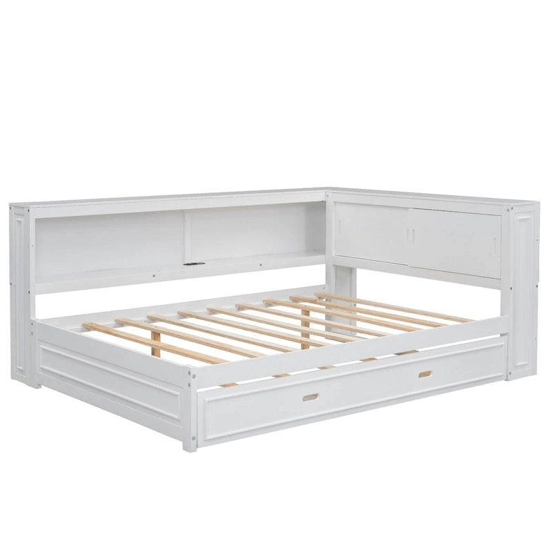 Sofá cama individual con estantes, carga USB, luces LED y cama nido individual