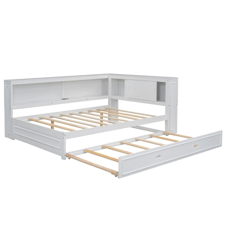 Sofá cama individual con estantes, carga USB, luces LED y cama nido individual