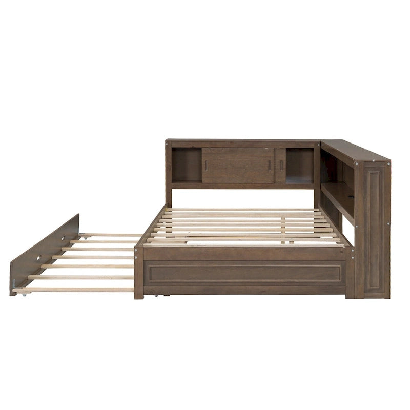 Sofá cama individual con estantes, carga USB, luces LED y cama nido individual