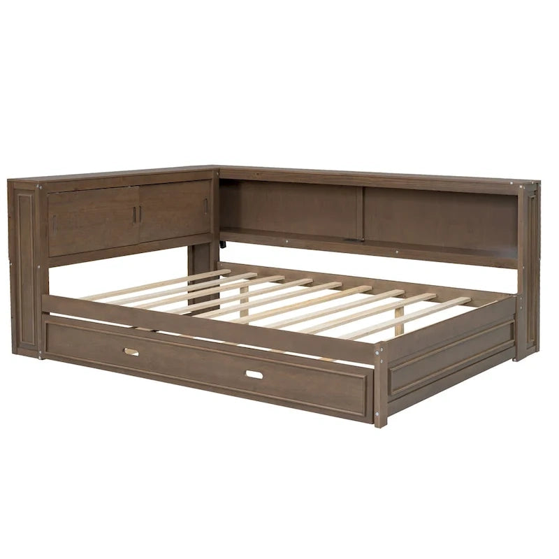 Sofá cama individual con estantes, carga USB, luces LED y cama nido individual