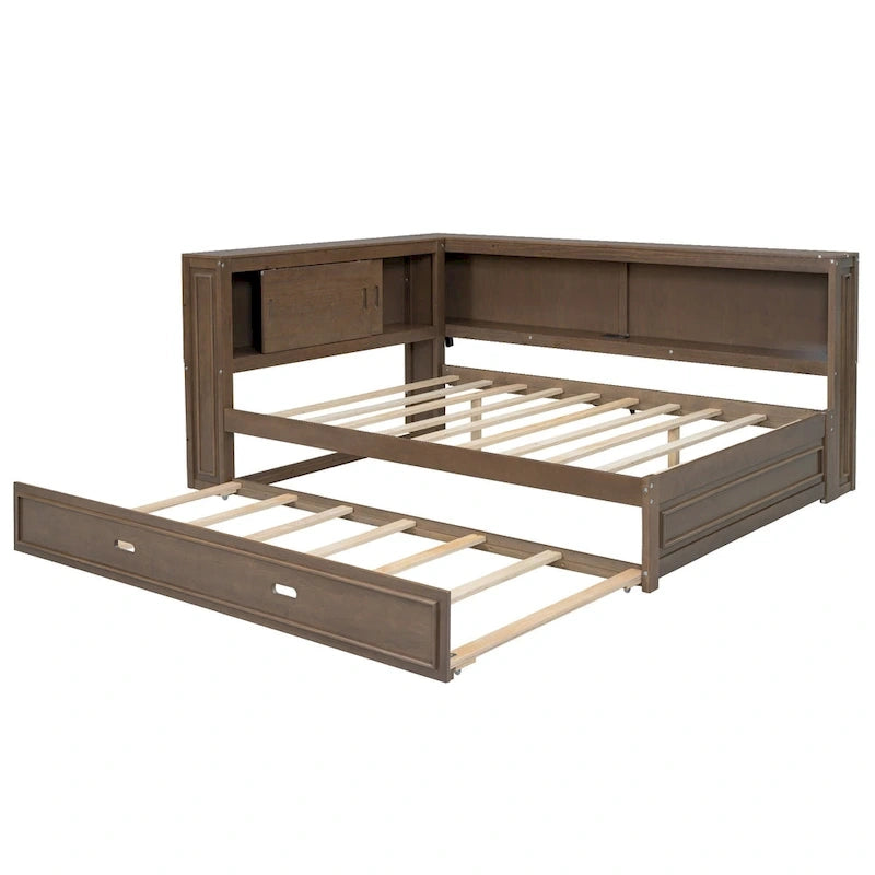 Sofá cama individual con estantes, carga USB, luces LED y cama nido individual