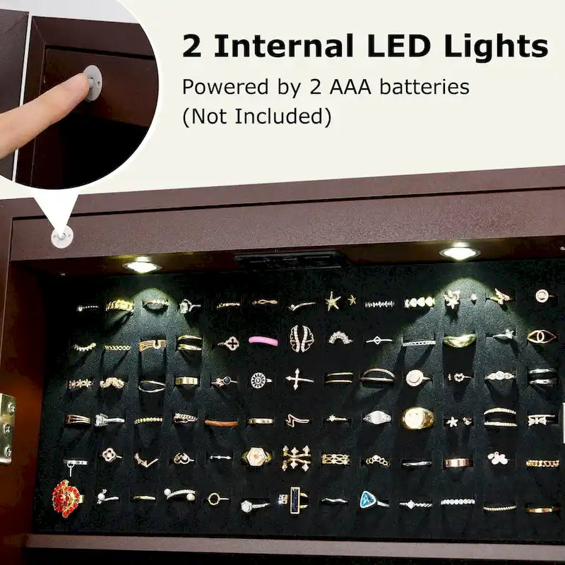 Armario organizador para joyas con espejo y cerradura