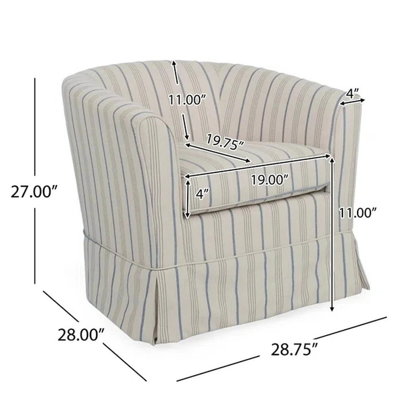 Sillón giratorio decorativo moderno, respaldo redondo tipo barril, tela suave gris blanquecina