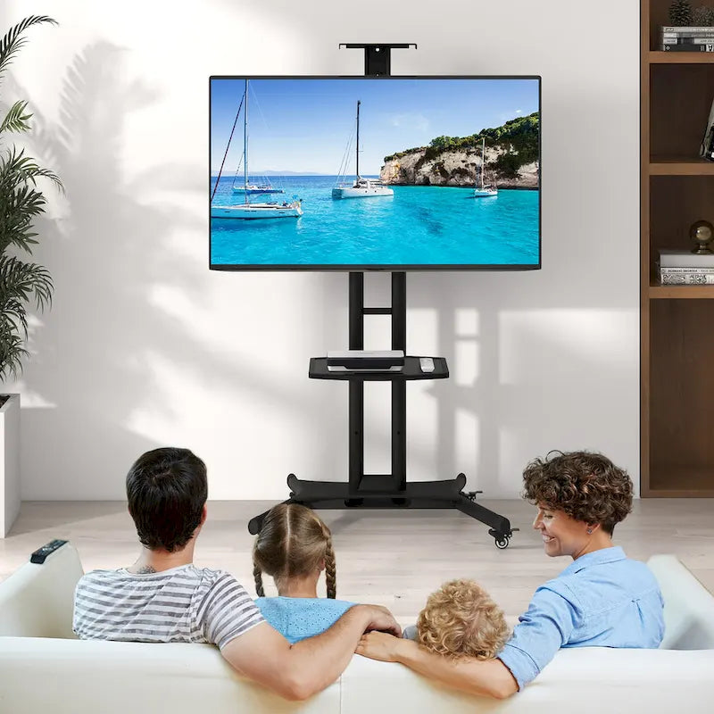 Support TV mobile pour téléviseurs à écran plat LCD et LED de 32 à 82 pouces jusqu’à 132