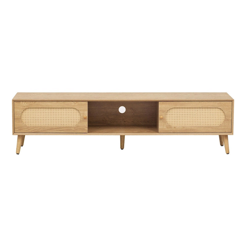 TV-Ständer für Fernseher bis 80, moderne Medienkonsole, Entertainment-Center mit Holzbeinen, TV-Schrank fürs Wohnzimmer