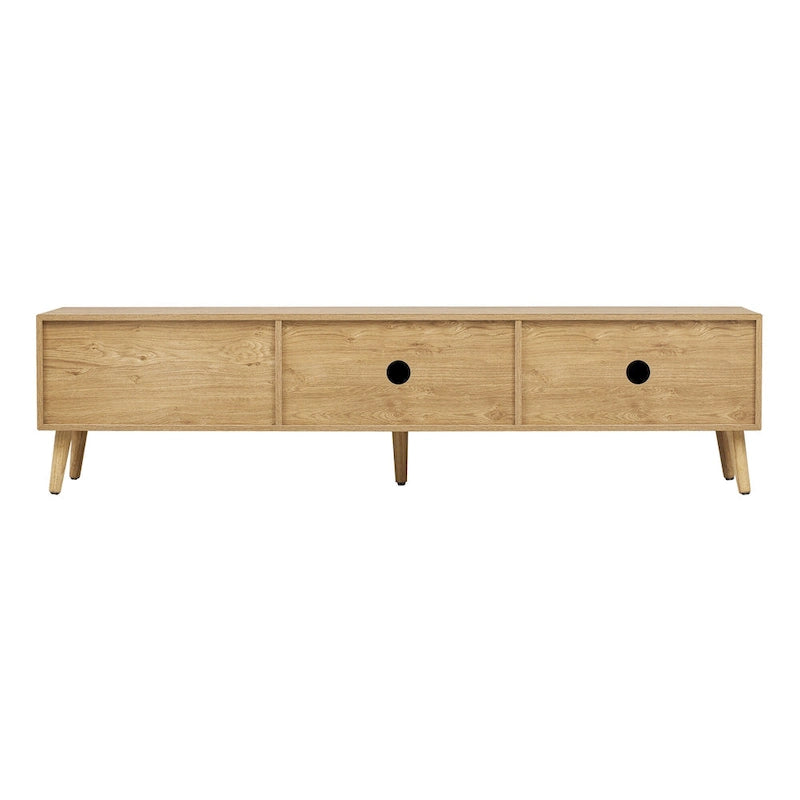 TV-Ständer für Fernseher bis 80, moderne Medienkonsole, Entertainment-Center mit Holzbeinen, TV-Schrank fürs Wohnzimmer