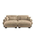 Modulares Ecksofa mit 2 Hockern, bezogen mit Samtstoff