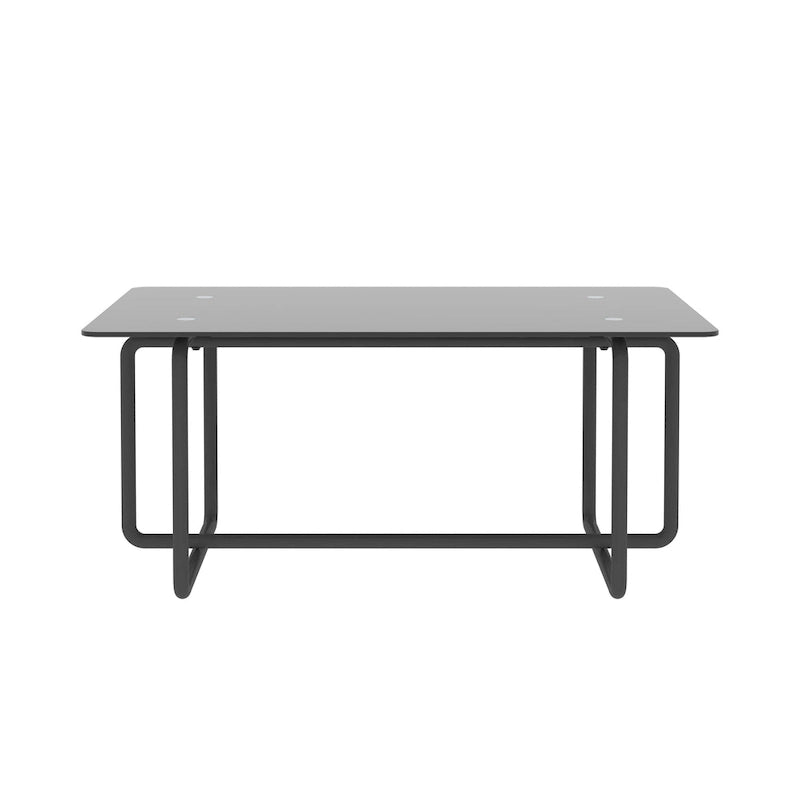 Mesa de centro moderna de vidrio templado y metal negro
