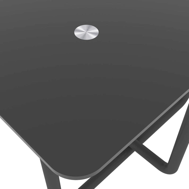 Mesa de centro moderna de vidrio templado y metal negro