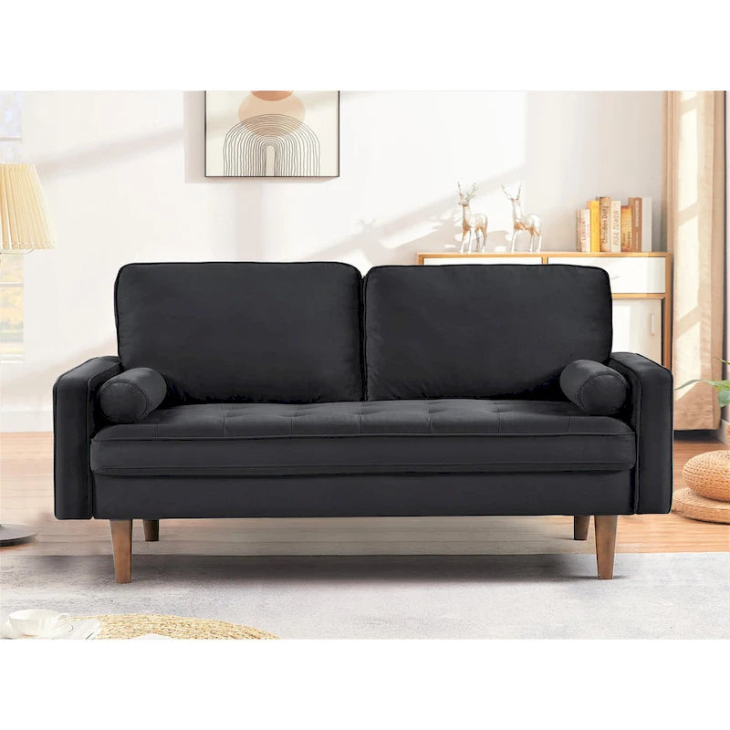 Sofa mit Holzgestell und Samtbezug, 58W