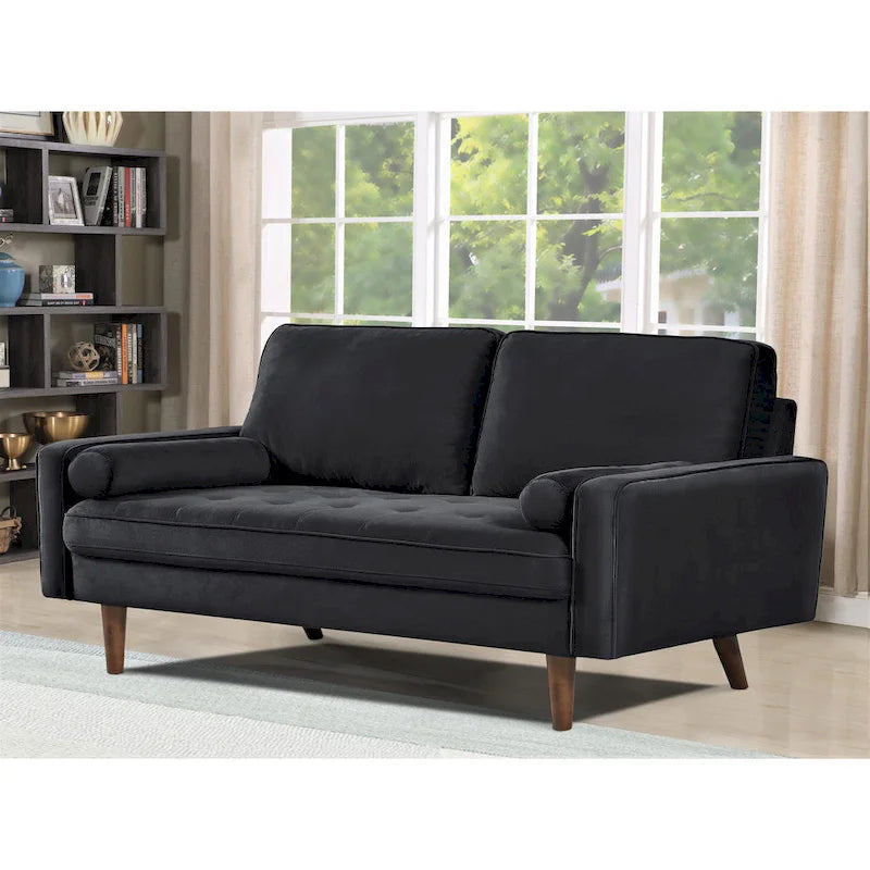 Sofa mit Holzgestell und Samtbezug, 58W
