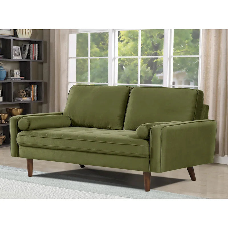 Sofa mit Holzgestell und Samtbezug, 58W