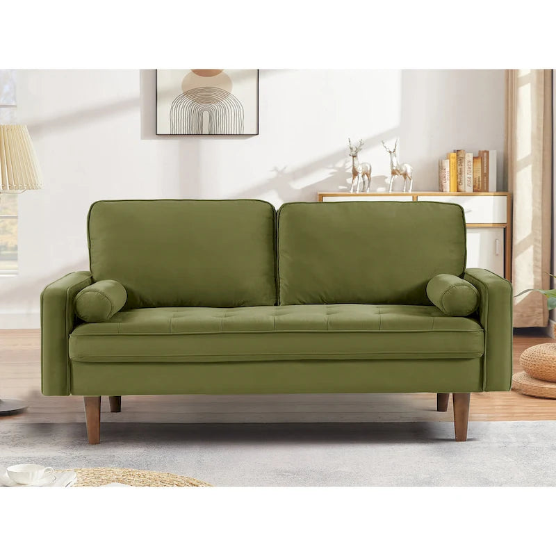 Sofa mit Holzgestell und Samtbezug, 58W