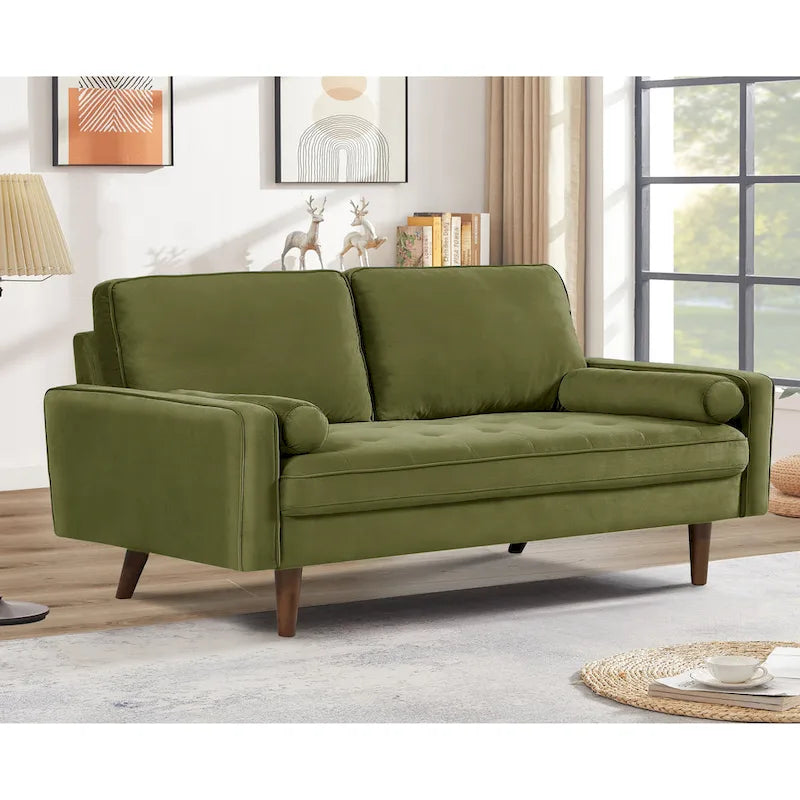 Sofa mit Holzgestell und Samtbezug, 58W