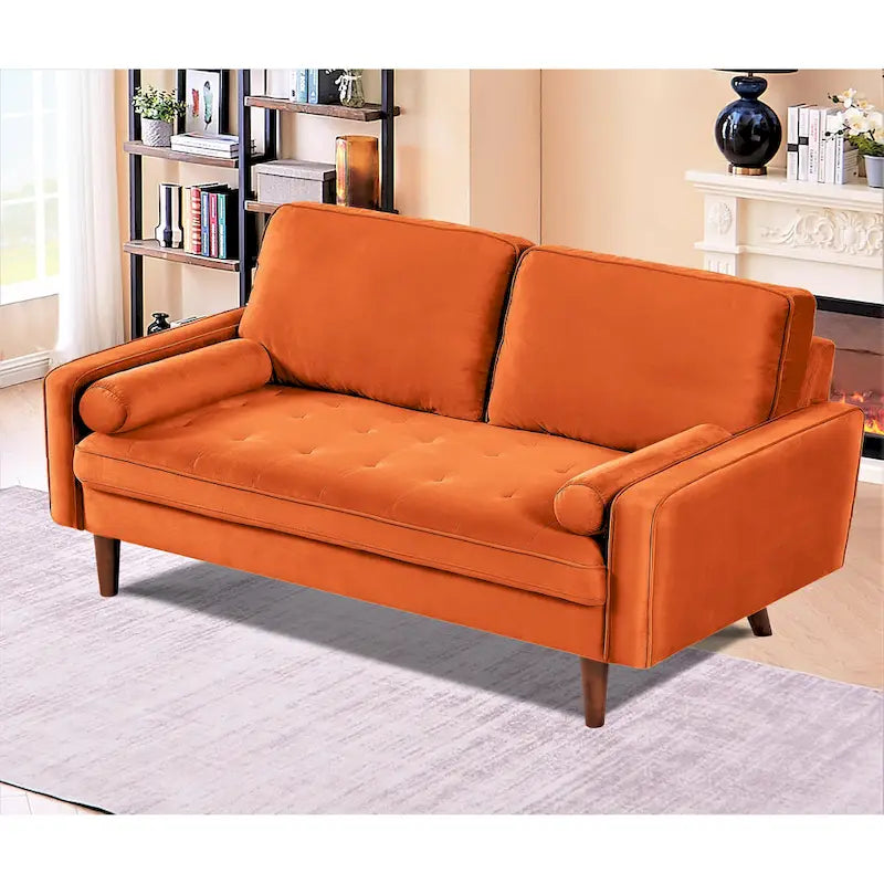 Sofa mit Holzgestell und Samtbezug, 58W