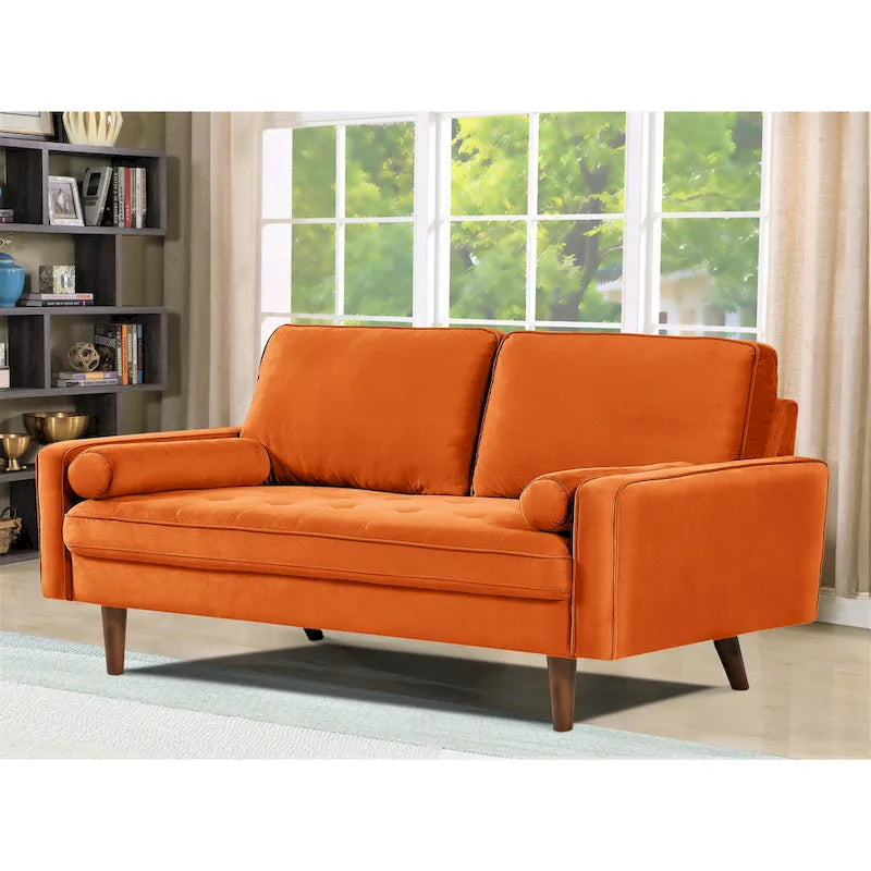 Sofa mit Holzgestell und Samtbezug, 58W