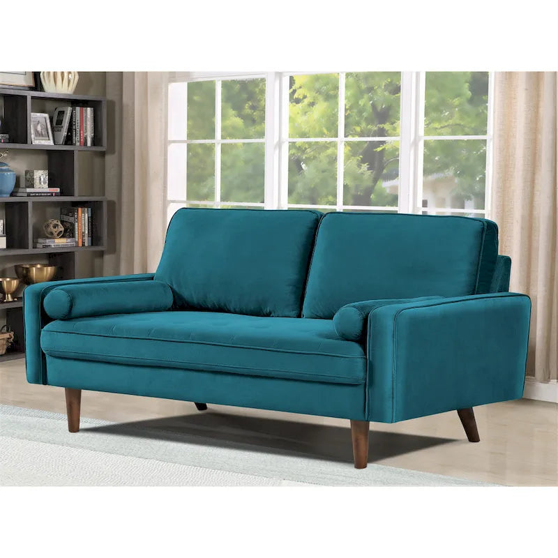 Sofa mit Holzgestell und Samtbezug, 58W