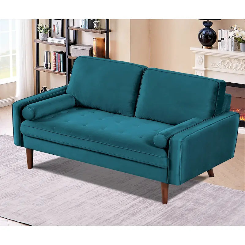 Sofa mit Holzgestell und Samtbezug, 58W