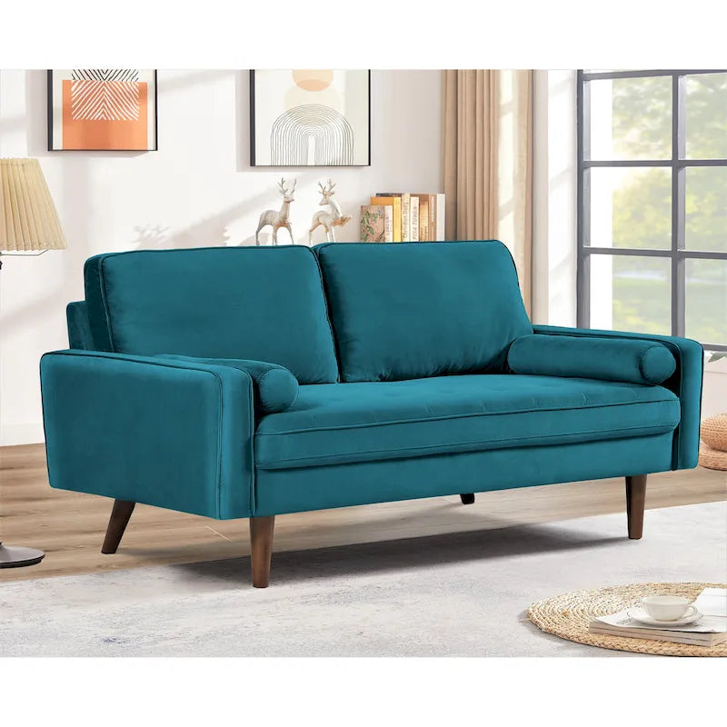 Sofa mit Holzgestell und Samtbezug, 58W