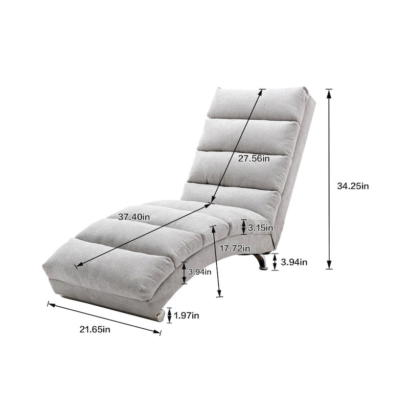 Chaiselongue aus Leinen für drinnen, moderne lange Liege fürs Büro oder Wohnzimmer