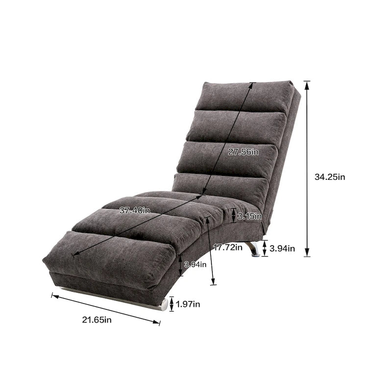 Chaiselongue aus Leinen für drinnen, moderne lange Liege fürs Büro oder Wohnzimmer