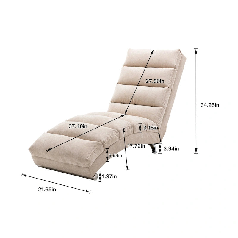 Chaiselongue aus Leinen für drinnen, moderne lange Liege fürs Büro oder Wohnzimmer