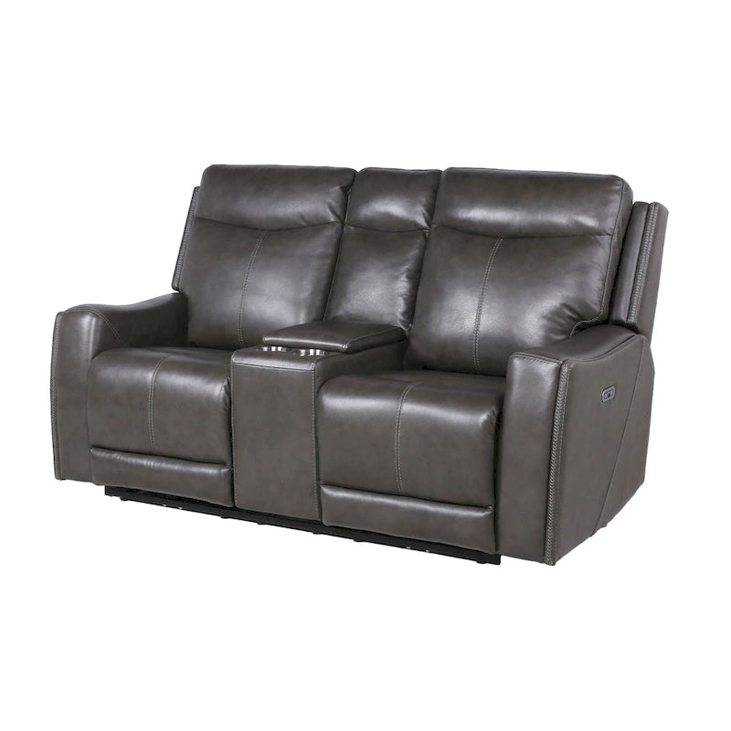 Causeuse inclinable électrique en cuir pleine fleur avec console