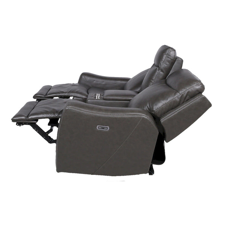 Causeuse inclinable électrique en cuir pleine fleur avec console