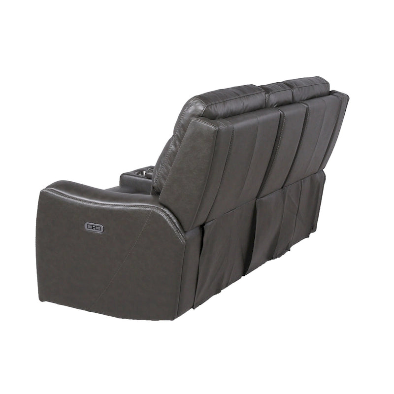 Causeuse inclinable électrique en cuir pleine fleur avec console