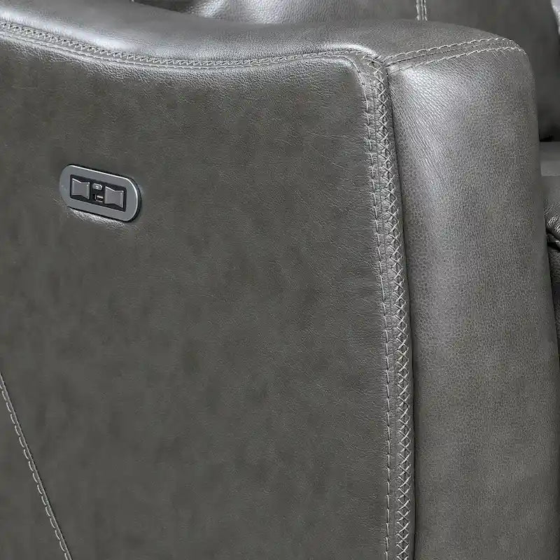 Causeuse inclinable électrique en cuir pleine fleur avec console