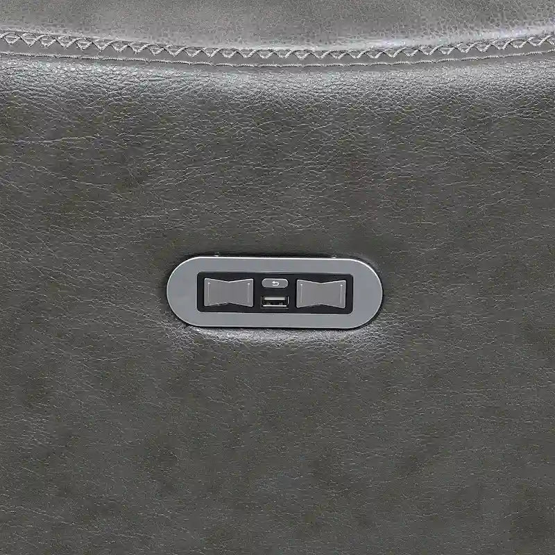 Causeuse inclinable électrique en cuir pleine fleur avec console