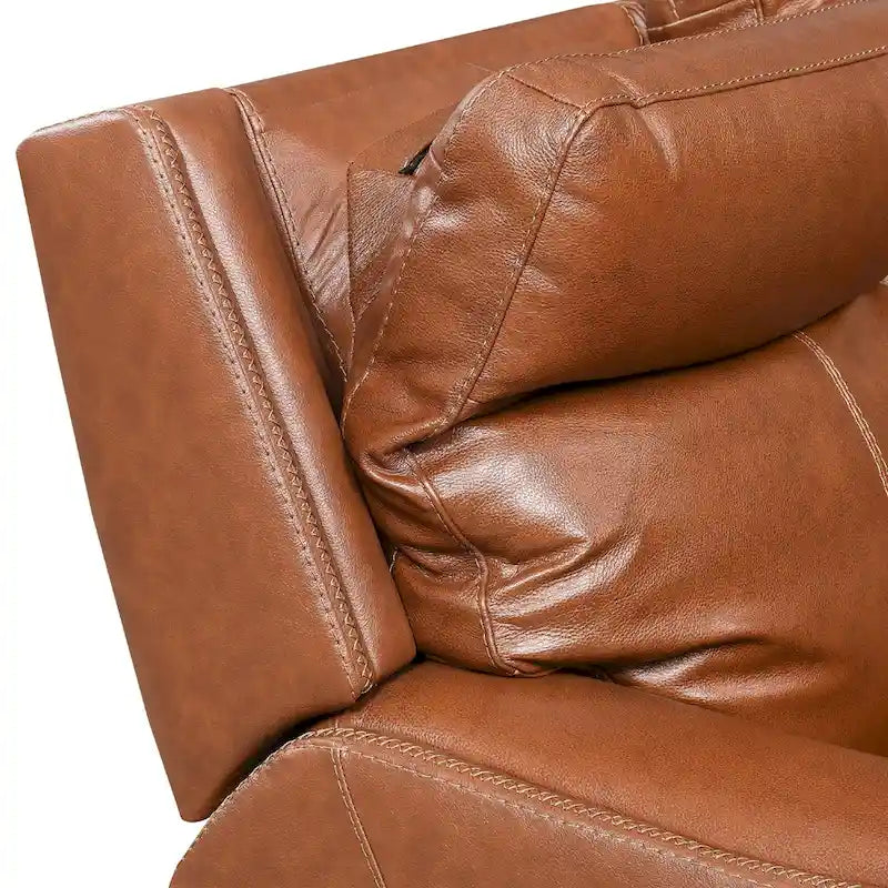 Causeuse inclinable électrique en cuir pleine fleur avec console