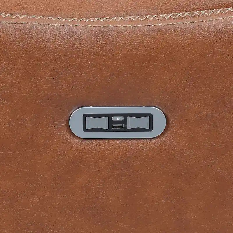 Causeuse inclinable électrique en cuir pleine fleur avec console