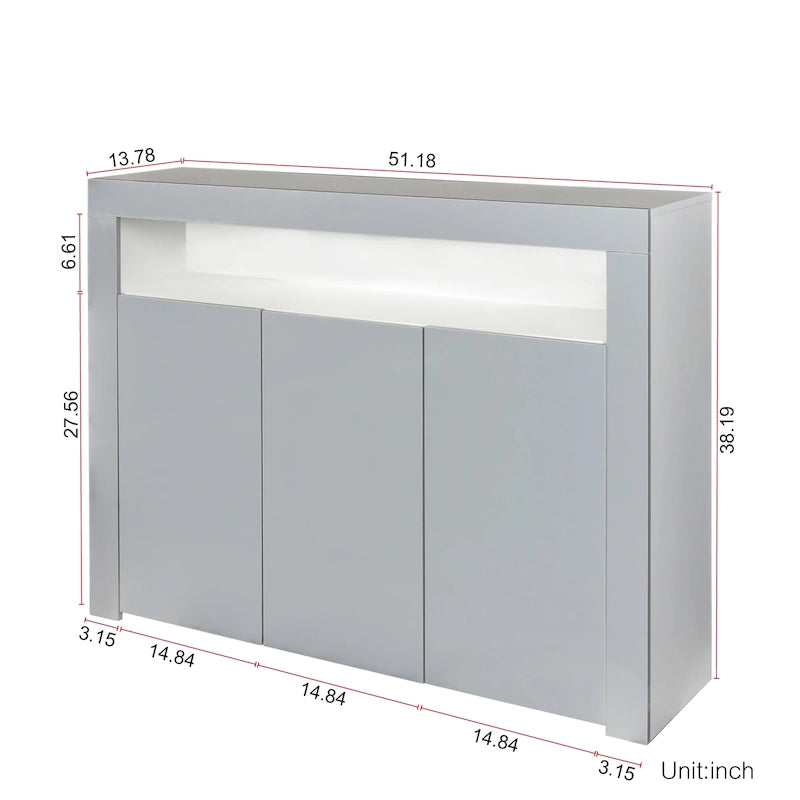 Sideboard mit Hochglanzoberfläche und LED-Beleuchtung