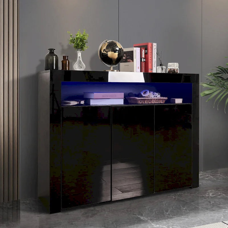 Aparador de almacenamiento de alto brillo con luz LED
