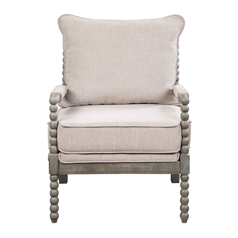 Fauteuil à fuseaux de style maison de campagne, fauteuil d’appoint rembourré en lin