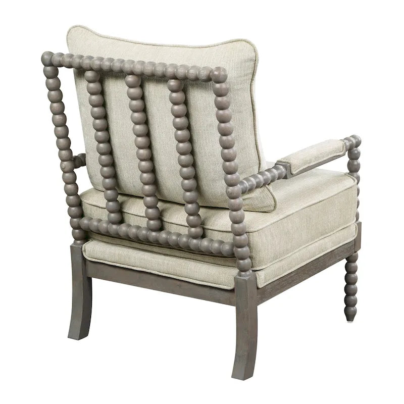 Fauteuil à fuseaux de style maison de campagne, fauteuil d’appoint rembourré en lin