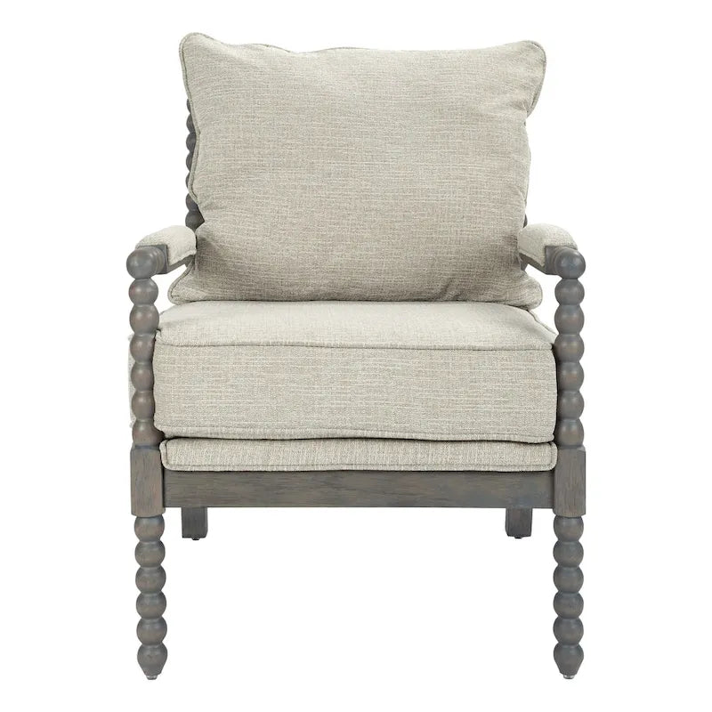 Fauteuil à fuseaux de style maison de campagne, fauteuil d’appoint rembourré en lin