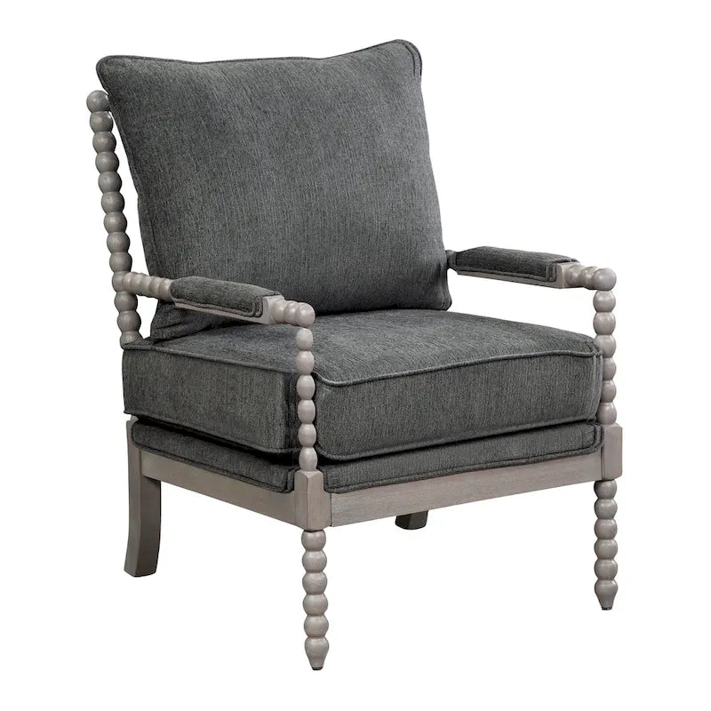 Fauteuil à fuseaux de style maison de campagne, fauteuil d’appoint rembourré en lin